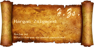 Hargas Zsigmond névjegykártya